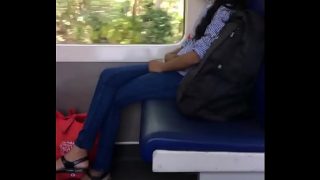 CUTE GIRL CROSSED LEGS IN THE TRAIN